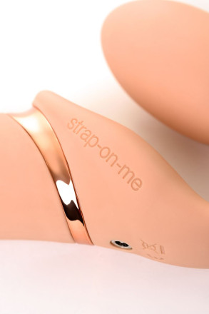 Телесный безремневой вибрострапон Silicone Bendable Strap-On M 