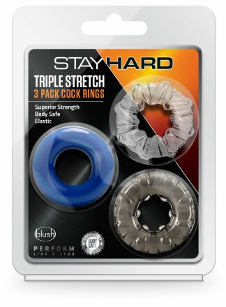 Набор из 3 эрекционных колец Triple Stretch 3 Pack Cock Rings 