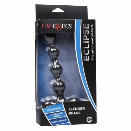 Черный анальный вибростимулятор Eclipse Slender Beads - 17,75 см. 