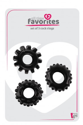 Набор из 3 черных эрекционных колец SET OF 3 COCKRINGS 