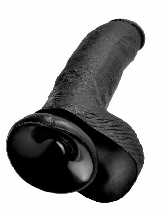 Чёрный фаллоимитатор 9&quot; Cock with Balls - 22,9 см. 