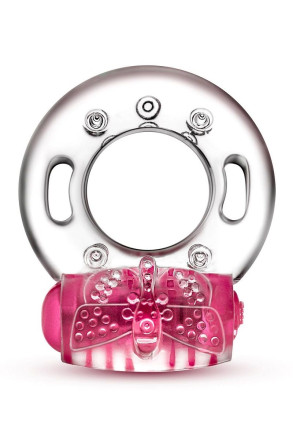 Розовое эрекционное виброкольцо Arouser Vibrating C-Ring 